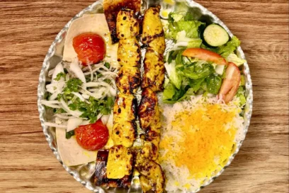 Combination Of Chicken Thigh And Chicken Breast With Half Rice And Half Salad