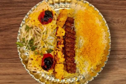 Combination Of Chicken Breast & Ground Beef Kabob (Koobideh)