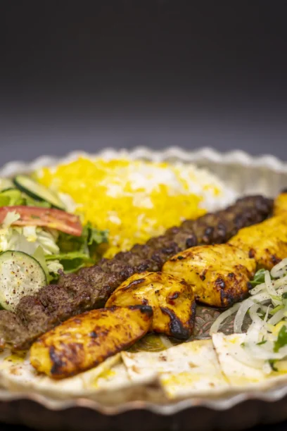 Kabobs With Half Rice & Half Salad