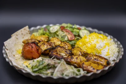 Combination Of Chicken Thigh And Chicken Breast With Half Rice And Half Salad