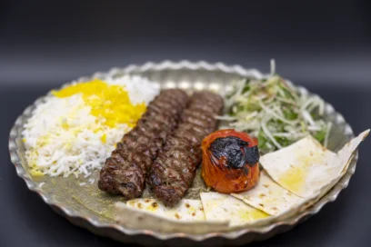 Ground Beef Kabob (Koobideh) Plate