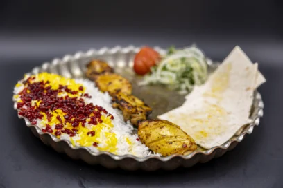 Zereshk Polo With Chicken Breast Kabob