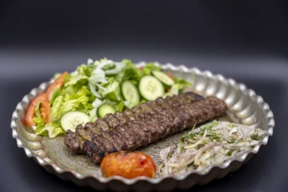 Ground Beef Kabob (Koobideh) With Salad